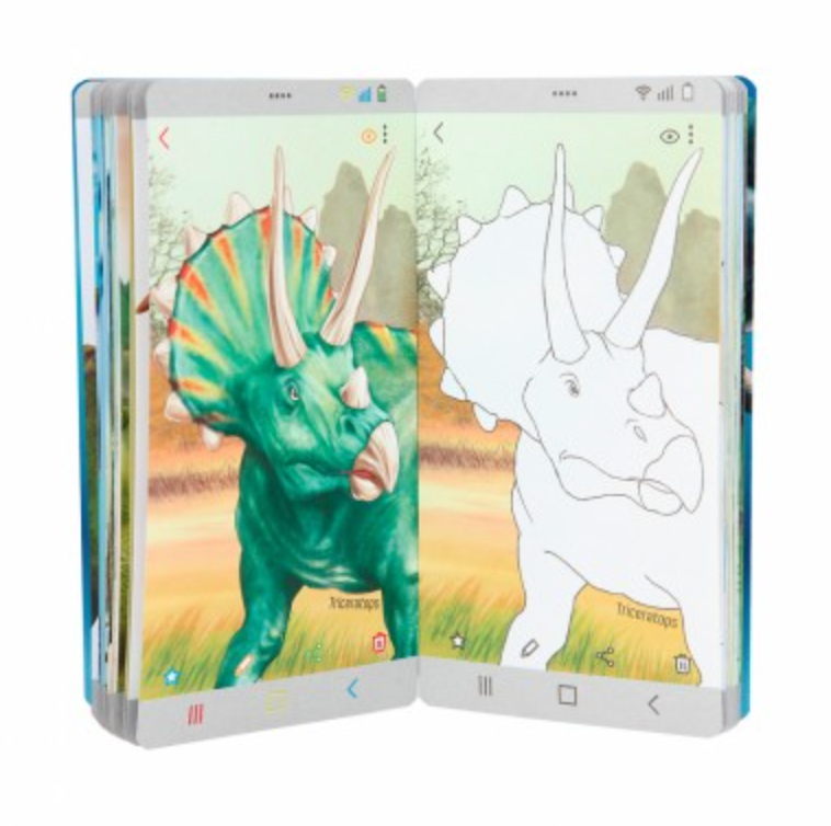 Dino World Minilibro de colorear con forma de móvil