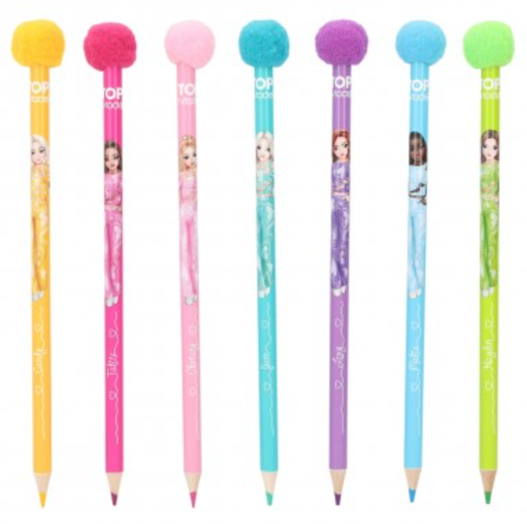 Set de lápices de colores con pompones de TOPModel