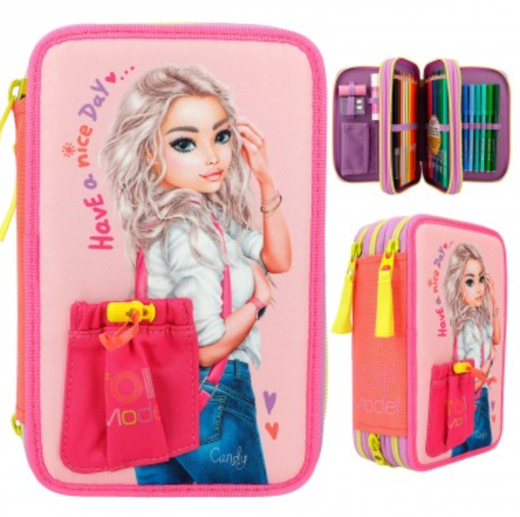Estuche triple TOPModel con bolsillo frontal