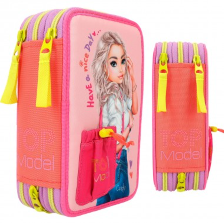 Estuche triple TOPModel con bolsillo frontal