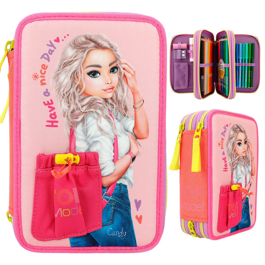 Estuche triple TOPModel con bolsillo frontal